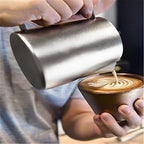 Milk Frothing Cup Stainless Steel Coffee Pull Flower Milk Foam Cup Temperature Display Pull Flower Cup Milk Foam Coffee Cup(Silver) - Image 2