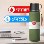 Stainless Steel Insulated Tea Infuser Bottle, Vacuum Insulated Water Bottle, Tea Tumbler with Separate Tea Compartment, 24-Hrs Insulation Commute Travel (Green,32oz/1000ml) - Image 2