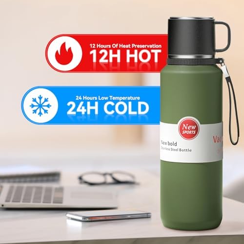 Stainless Steel Insulated Tea Infuser Bottle, Vacuum Insulated Water Bottle, Tea Tumbler with Separate Tea Compartment, 24-Hrs Insulation Commute Travel (Green,32oz/1000ml) - Image 2