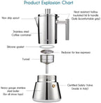 Stainless Moka Pot Stovetop Espresso Maker Induction Italian Coffee 1-9Cups - Image 4