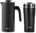 Tiken Black French Press Coffee Maker AND Black Insulated Tumbler, Stainless Steel Coffee Maker by WelcometoTikenWare