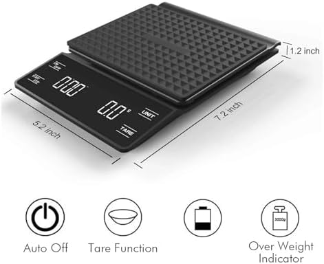 Precise Digital Coffee Scale with Timer – 3kg/0.1g Electronic Balance for Kitchen and Pour Over(White) - Image 5
