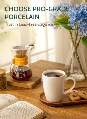 Sweese Porcelain Coffee Mugs - 16 Ounce - Set of 6, Cups for Latte, Hot Tea, Cappuccino, Mocha, Cocoa, White (Pack of 2) - Image 5