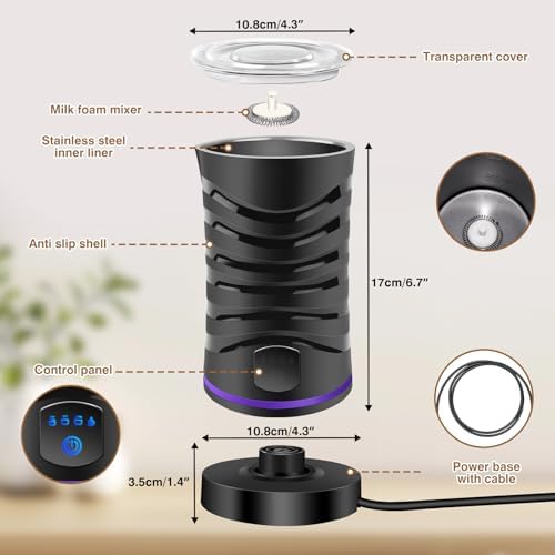 Milk Frother, 4 in 1 Electric Milk Frother and Steamer, 20oz Automatic Warm and Cold Foam Maker for Coffee,Latte, Cappuccino, Hot Chocolate - Image 2