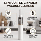 Jiawu Mini Coffee Grinder Vacuum Cleaner with Soft Brush (White) - Image 3