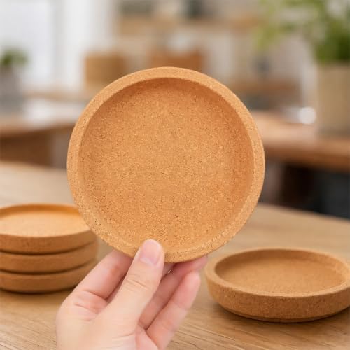 24pcs Round Cork Coaster Absorbent & Heat Insulation (Light Brown) - Image 4