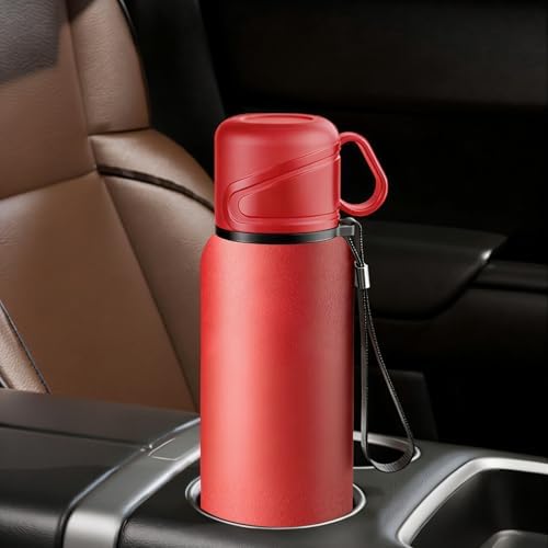 Double wall vacuum Leakproof stainless steel wide mouth insulated water bottle;tea tumbler with infuser,cup,lid;smart thermoses hot drinks;thermal flask ice coffee with led digital temperature display - Image 2