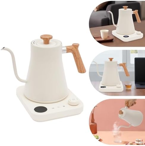 Electric Gooseneck Kettle,1200W Electric Tea Kettle With Stainless Steel Inner Lcd Screen Timing Constant Temperature Control Quick Heating Water Boiler For Coffee Tea Brewing (white) - Image 2