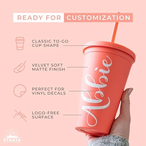 Tumblers with Lids (12 pack) 16oz Colored Acrylic Cups with Lids and Straws | Double Wall Matte Plastic Bulk Tumblers With FREE Straw Cleaner! Vinyl Customizable DIY Gifts (Assorted) - Image 3