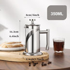 French Press Coffee Maker Coffee Press, With 3 Filters System, Heat Resistant Thickness Borosilicate Glass, Stainless Steel, Cold Brew Coffee Tea Pot, Easy To Clean(/Silver,350ml) - Image 6