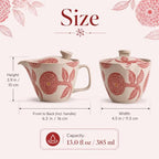 Hasami Ware Dahlia Teapot with Stainless Infuser, 13 fl oz (Red) - Image 2