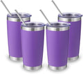 Volhoply 20oz Stainless Steel Tumbler with Lid and Straw Bulk 4 Pack,Double Wall Insulated Travel Iced Coffee Mug Fits Cup Holder,Powder Coated Cups for Hot/Cold Drinks,Gifts for Women（Purple,4 Set） by LiveFully%EF%BC%8CDrinkFreely%E2%80%94KeepGoingwithVolhoply%EF%BC%81