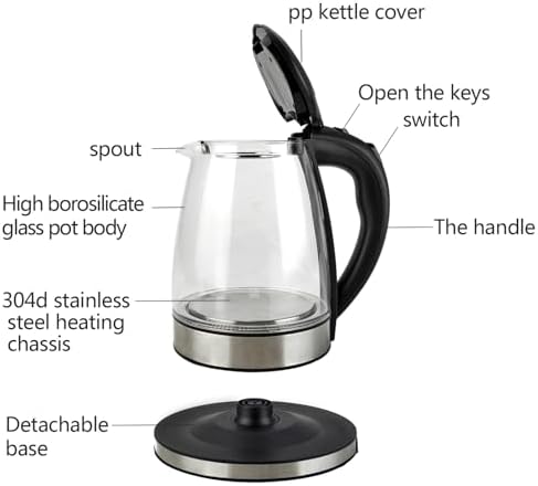 1.8L Electric Glass Kettle with Tea Infuser, 1200W Fast Boiling Tea Maker - Image 3