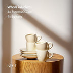 KIVY Espresso Cups Set 4x 3oz - Thick Walled Stoneware - Dishwasher Safe - Image 5