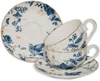Tea Cups and Saucers Coffee Cappuccino Espresso Latte Cup Mugs Special Gold Line Ceramic Cup Porcelain Tea Cups Set of 2 (7 oz) for Gifts,Party,Gatherings, Afternoon Teas,Receptions - Image 2