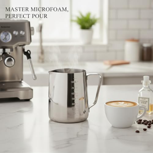 Stainless Steel Milk Frothing Pitcher for Espresso, Latte Art Steaming Jug with Precision Spout, Home Barista Coffee Station Accessory (1 PC) - Image 2