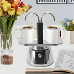 GOWENIC 2 Cup Stovetop Espresso Maker, Pot Classic Italian Coffee Maker Espresso Maker Stovetop, 100ML Double Stainless Steel, DIY Conduit Coffee Pot - Image 5
