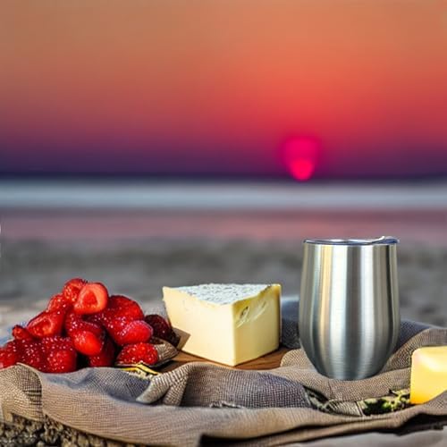 CHILLOUT LIFE 12 oz Stainless Steel Wine Tumblers 4 Pack - Double Wall Vacuum Insulated Wine Glasses Cups with Lids and Straws Set Keeping Cold & Hot for Coffee, Beer, Ice Cream - Dishwasher Safe - Image 6