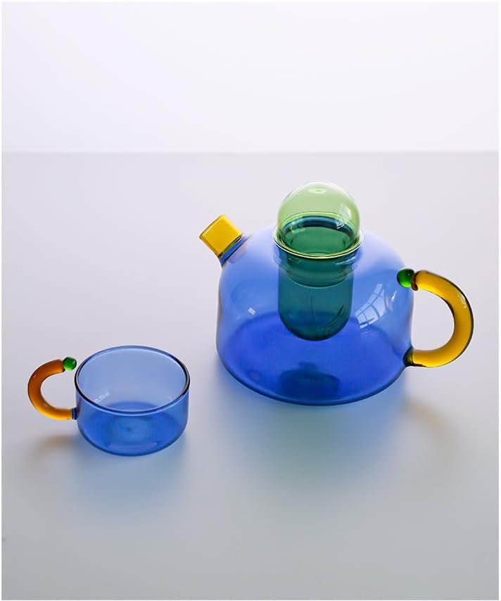 Glass Teapot Stovetop 13 OZ/400ml, Tea Pot with Removable Infuser, Colorful Clear Tea Kettle, Teapot Blooming and Loose Leaf Tea Maker Tea Brewer for Camping, Travel (Tea Pot-Blue) - Image 6