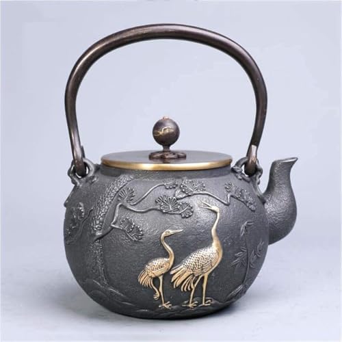 Cast Iron Tetsubin Teapot 1.2L Retro Japanese Tea Kettle With Infuser, Handmade Teapot For Loose Leaf Tea by Unknown