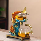 YUDIZWS Lazy Kungfu Drip Teapot,Heat Resistant Tea Set,Sturdy High Borosilicate Glass Teapot,Magnetic Water Diversion Semi-Automatic Teapot Set Magic Tea Set of Holiday Gifts,B fish teapot - Image 4