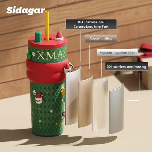 24 oz Ceramic Lined Insulated Stainless Steel Tumbler, Christmas - Image 6