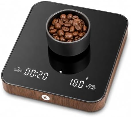 KitchenTour Coffee Scale with Timer, Small Espresso Scale 0.1g/2kg, Wood by KKitchenTour