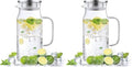 Bivvclaz 1.2 Liter 40 oz Small Glass Pitcher with Lid and Handle, Glass Carafe for Hot/Cold Water, Iced Tea Jug for Coffee, Juice and Homemade Beverage (Pack of 2) by Bivvclaz