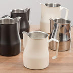 Coffee 350ml 500ml 750ml Stainless Steel Milk Frothing Pitcher Steaming Pitcher,Double V Spout 2Pcs Milk Frothers Perfect for Espresso Machines,Matte Finish (Color : Black, Size : 350ml/12oz) - Image 5
