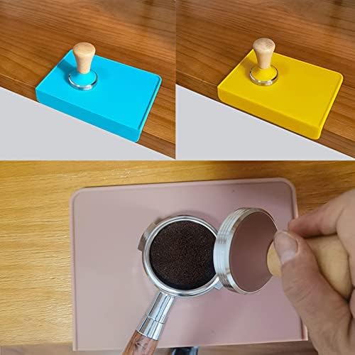 Aramox Tamping Mat Silicone Coffee Tamper Mat Set with Beech Handle Tamper 2 Pcs 90 Degree Edge Even Press Surface for Home Office Lovers (51mm / 2.01in) - Image 7