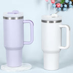 4 Pack 40 Oz Tumbler with Handle Bulk, Double Wall Vacuum Insulated Stainless Steel Tumbler with Lid and Straw, 40 oz cup with Silicone Spill Proof Stopper Set (Purple) - Image 2