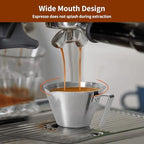 2 Pcs Espresso Cups & Rechargeable Mini Coffee Scale with Timer,3.4OZ/100ML Sliver Stainless Steel Espresso Shots Cup with Handle & 2kg/0.1g Black Coffee Scales - Image 3