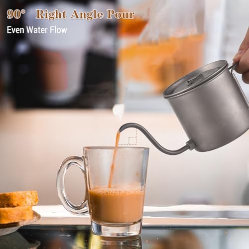 400ml Camping Kettles for Boiling Water, Coffee Kettle with Folding Handle+Removable Coffee Spout Coffee Pot with Coffee Filter/Small Cup, Lightweight Tea Kettle for Picnic Backpacking Hiking - Image 3