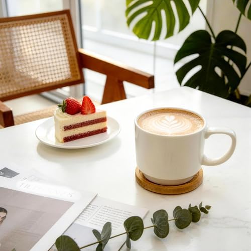 Cappuccino Cup with Saucer, 12 Oz White Coffee Cup Set - Image 5