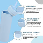 Volhoply 16oz Plastic Skinny Tumbler with Lid and Straw Bulk 8 Pack,Insulated Double Wall BPA Free Matte Acrylic Tumblers,Iced Coffee Travel Mug Reusable Party Cup,Customizable Diy Gifts(Blue,8 Set) - Image 4