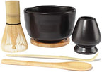 BambooMN Matcha Whisk Starter Set - Chawan Matcha Bowl, Tea Whisk, Chashaku, Spoon, Matcha Holder, and Bamboo Coaster for Traditional Japanese Tea Ceremony by BambooMN