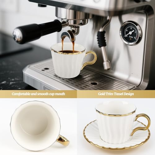 Espresso Cups with Saucers, 3.5 oz Demitasse Turkish Coffee Cup - Image 4