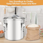 304 Stainless Steel Food Containers with Lids,21L/40LBS Airtight Food Storage Containers with Lock Clips for Flour Rice Sugar Coffee Bean,Stainless Steel Food Storage Containers for Kitchen - Image 5