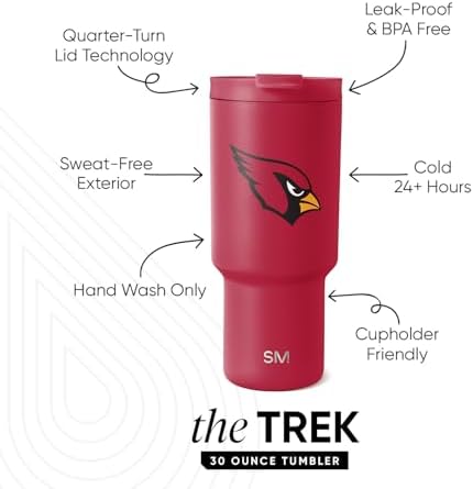 Simple Modern Arizona Cardinals Tumbler with Flip Lid, Straw 30oz | NFL - Image 2