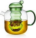 Coffee And Tea Kettle Handmade Glass Teapot With Removable Loose Tea Glass Infuser Blooming Teas 2-in-1 Tea Kettle Applicable Electric Pottery Tea Pot (Color : Green) by NEWCES