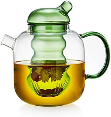 Coffee And Tea Kettle Handmade Glass Teapot With Removable Loose Tea Glass Infuser Blooming Teas 2-in-1 Tea Kettle Applicable Electric Pottery Tea Pot (Color : Green) by NEWCES