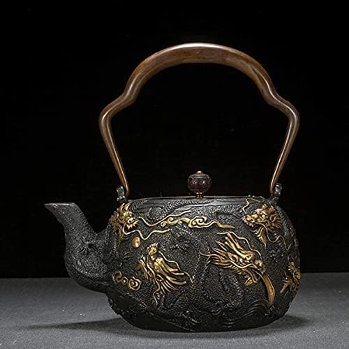 Cast Iron Tetsubin Teapot 1.3l with Gilded Nine Dragon Design - Traditional Japanese Kettle for Tea Lovers, Keeps Warm, Perfect for Home & Gifts - Image 2