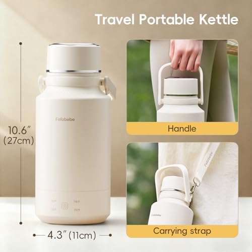 33.8 Oz/1000mL Portable Electric Kettle,304 Stainless Steel Travel Kettle Electric,4 Temp Settings with Holding Heat,600W Fast Boiling Water with Auto Shut-Off and Boil Dry Protection - Image 2