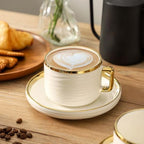LETAOTAO Cappuccino Cups with Saucers, Coffee Mugs with Gold Trim Set of 4 - Image 5