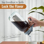 Iced Tea Maker Cold Brew Coffee Pitcher Jar 64Oz, Thick Glass Cold Brew Pitcher Flip Cap Spout Lid with Handle - Image 2