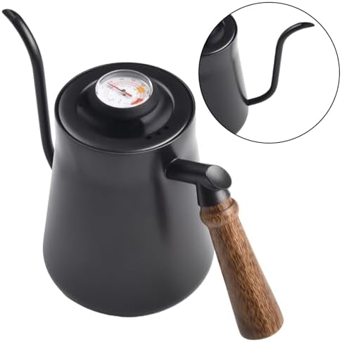 Stainless Steel Gooseneck for kettle With Thermometer, 650 850ML Narrow Spout Coffee Pot For Pour Over Brewing At Home Or Cafe(650ML Black) - Image 5