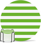 Coasters for Drinks Set of 8 with Holder, Green and White Stripes Ceramic Cup Mat, Absorbent Ceramic Stone Coasters with Cork Base for Coffee, Cups, Wooden Table, Home Decor 4 Inch by Daleng