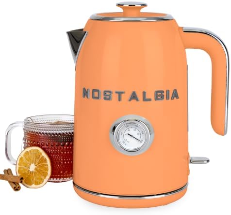 Nostalgia Retro Electric Kettle,1.7L Enamel-Coated Stainless Steel - Orange by Nostalgia
