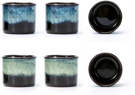 Japanese Tea Cups Set of 6, Ceramic Teacups, Chinese Tea Cups for Hot Tea or Coffee, Demitasse Cups 2.5 Ounces Coffee Mugs (mixed exterior) by Lavinttostory