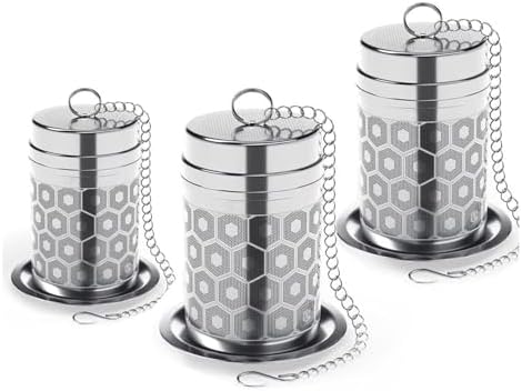 3PCS Tea Strainers for Loose Tea,Loose leaf tea infuser,Extra Fine Mesh Tea Infuser, 304 Stainless Steel & Updated Slim Threaded Lid, Loose Leaf Tea Steeper by Unknown